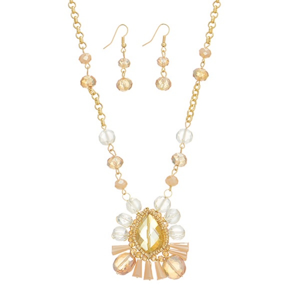 Gold Beaded Necklace Set